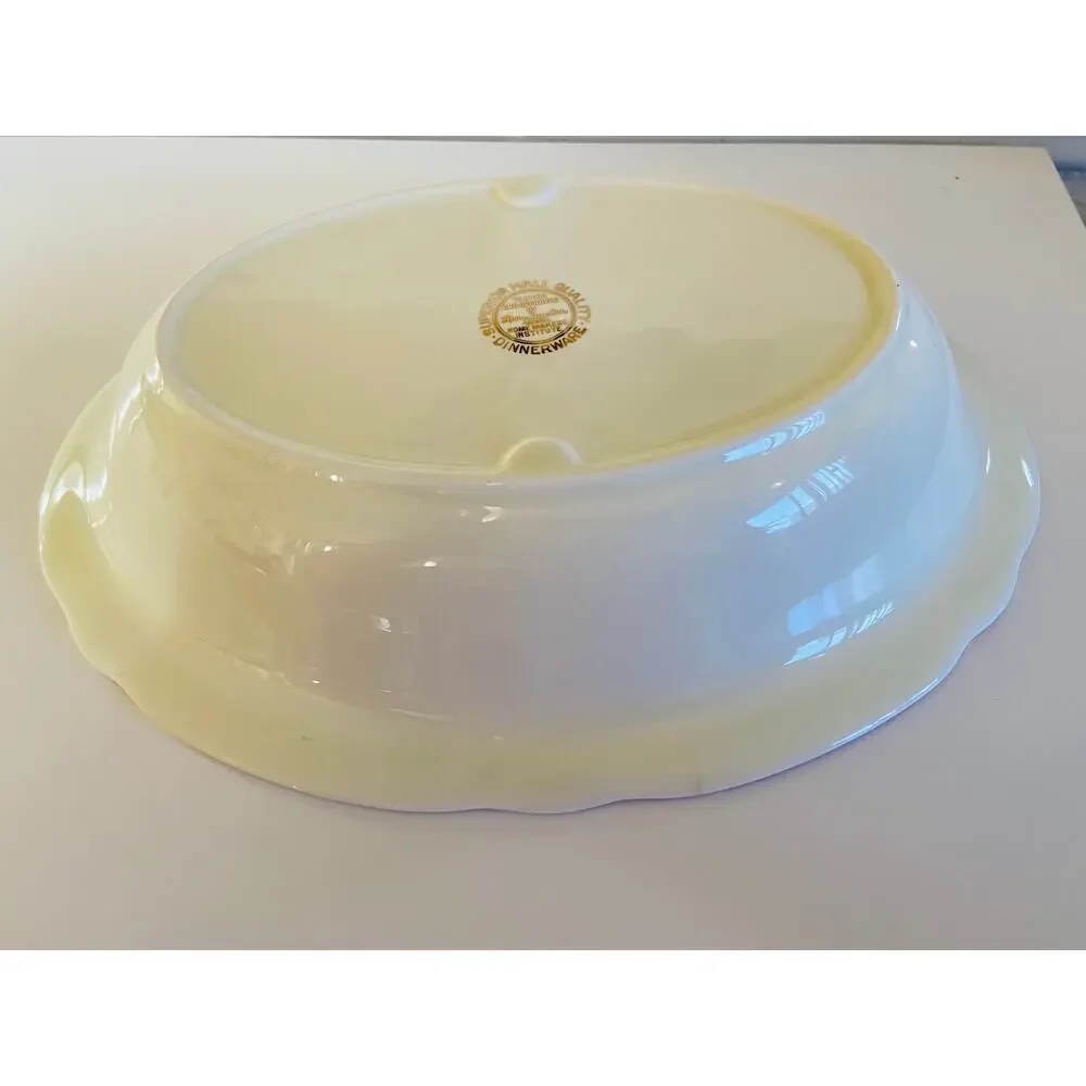 VINTAGE 1930s Hall China Mary Dunbar Autumn Leaf Divided Oval Vegetable Bowl
